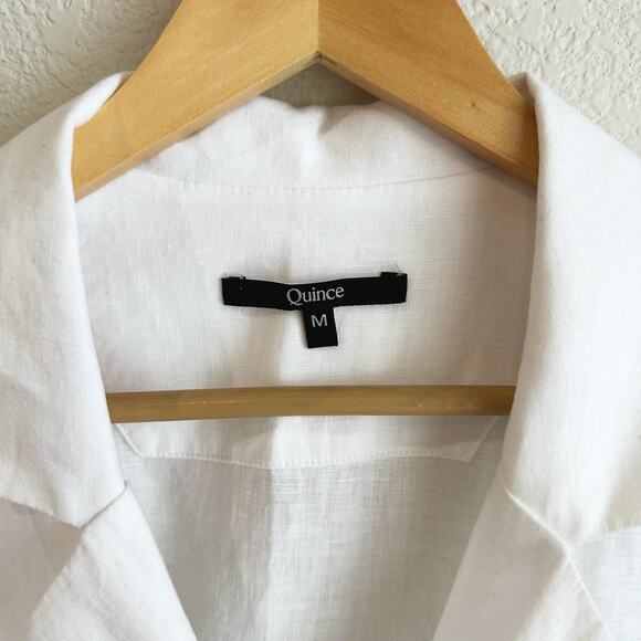 Quince Womens Linen Button Up Shirt Medium Short Sleeve Boxy Minimalist Preppy - Picture 2 of 7